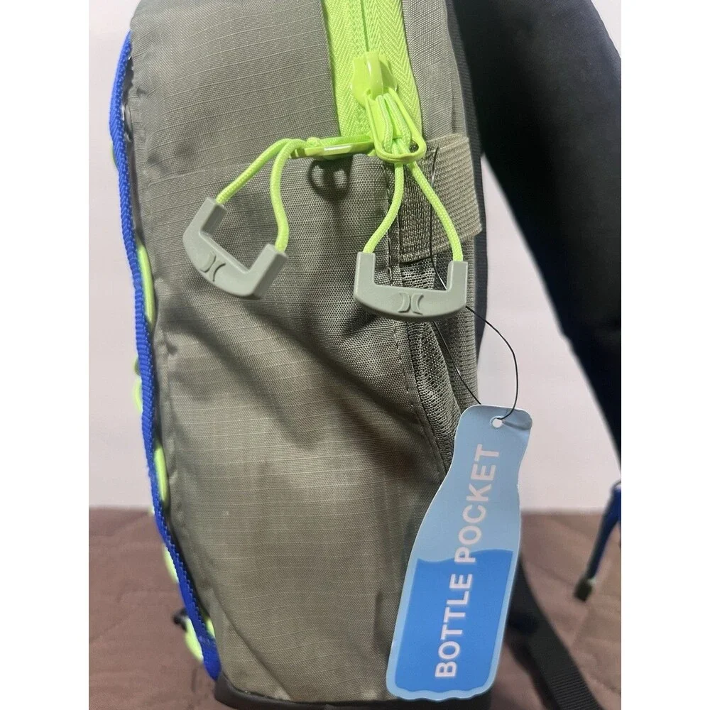 Hurley Tech Crossbody Sling Backpack Bottle Pocket Gray Hiking Travel NWT